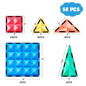 58PCS 3D Magnet Tiles Building Blocks Kids Magnet Construction <strong>Toys</strong> for Education - Product Image 2