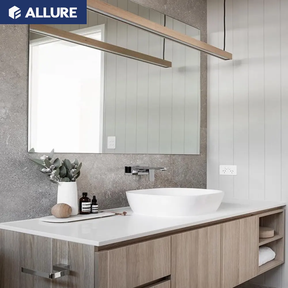 Allure 96 polegadas knock down wall mounted vidro dissipador da vaidade do banheiro armários de plástico no vietnã