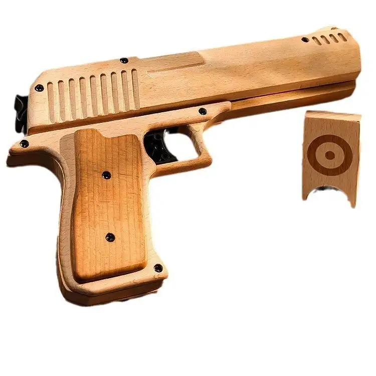 Pistola de juguete de madera Burst Desert Eagle Soft Flyer Launcher Bullet Gun Juegos de disparos Niños Regalo