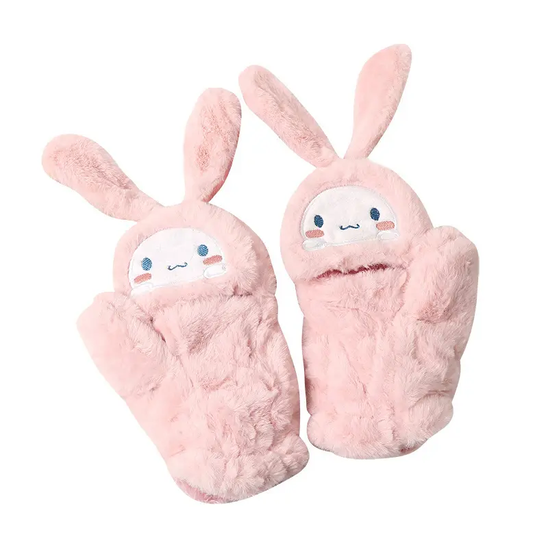 Guanto da donna in peluche Kuromi Cinnamoroll morbido inverno caldo addensato guanto per ragazze studente scaldino esterno guanti regalo per mano