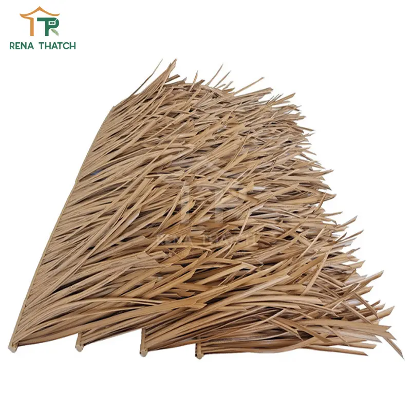 Artificial coco synthetic palm tree leaf thatch roof tiles plastic thatch tile pergola