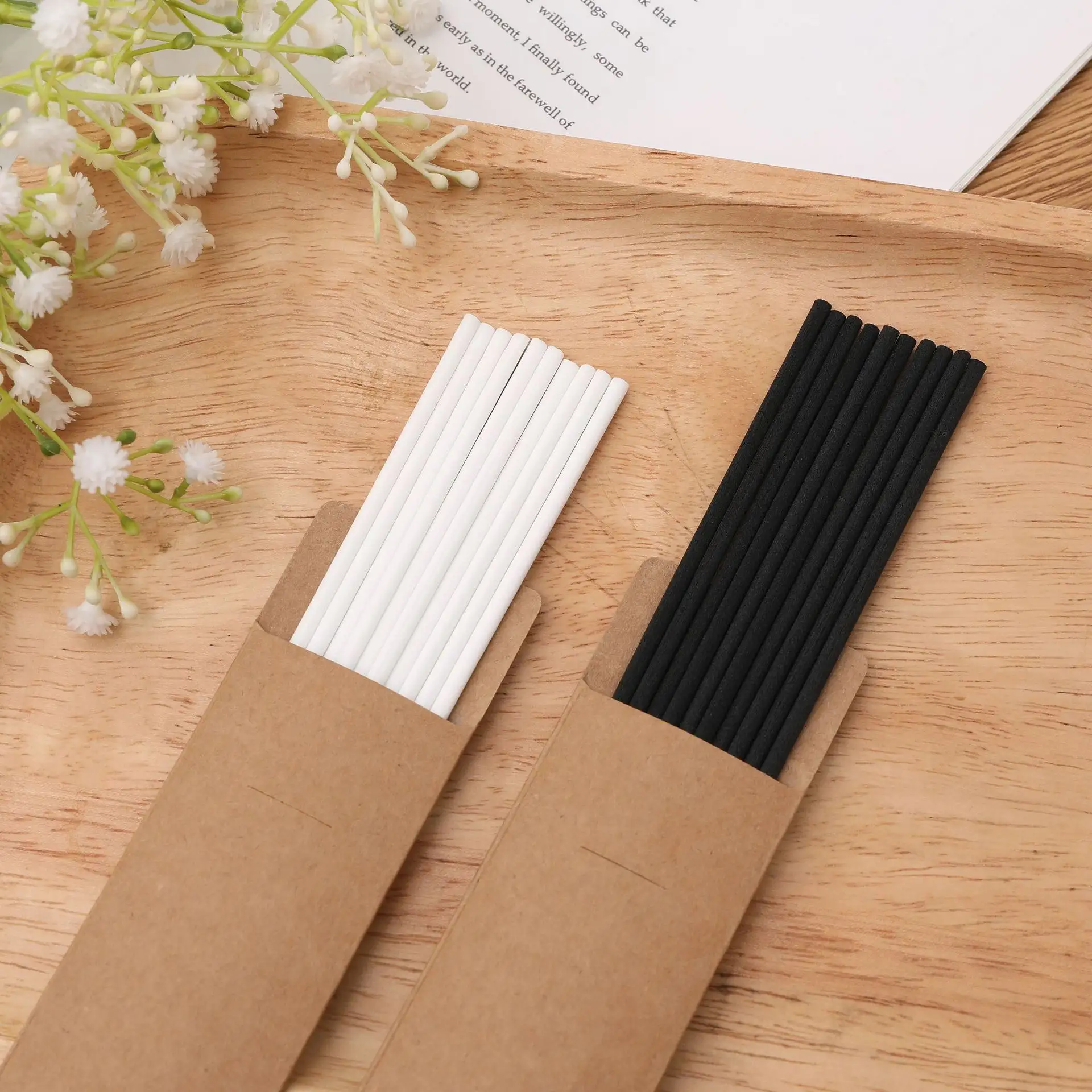 Mixed Color Replacement Scented Aroma Fragrance Polyester Reed Sticks Diffuser Paper Box Packing Fiber Stick For Reed Diffuser