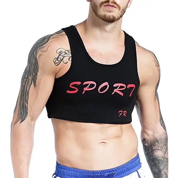 Camisetas sin mangas personalizadas para hombre, Tops cortos de neopreno con cuello cuadrado para gimnasio, Sujetador deportivo para vestir debajo de la camiseta