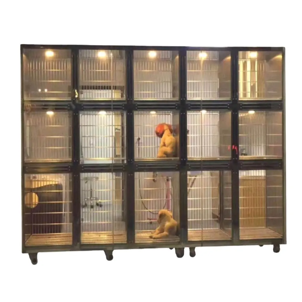 Yüksek kaliteli paslanmaz çelik hayvan kafesleri pet gösteren kafesi köpek kedi veteriner kulübesi