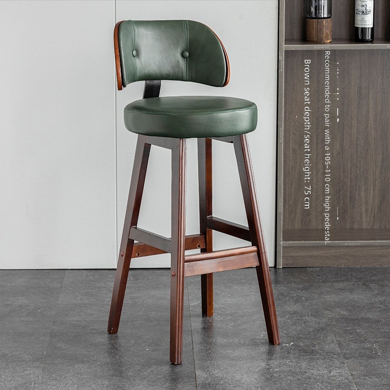 brown solid wood feet-dark green top layer-cowhide