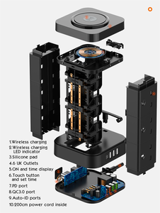 LDNIO SKW6457 Power Extension Cord <strong>Multi</strong> <strong>Function</strong> Charger Tower <strong>Socket</strong> UK Power Strip <strong>with</strong> <strong>USB</strong> Tower Extension <strong>Socket</strong>
