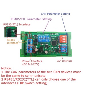 CAN to RS485 RS232 RS422 CANBUS串行协议转换器双向透明数据传输模块eletechsup CAN4A02 CAN 2.0