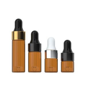 Kozmetik ambalaj 1ml 2 ml 3ml 5ml şeffaf şeffaf amber küçük mini cam damlalık şişe yağ için - Product Image 2