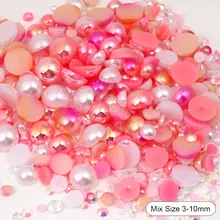  Flatback Pearls for Crafts, 50g Mix Grey Yellow Pink Half Pearls  for Crafts, Mixed Size 3/4/5/6/8/10mm Flatback Half Round Pearls for Craft  Tumbler Shoes Clothes Cup Projects Nail Face Art