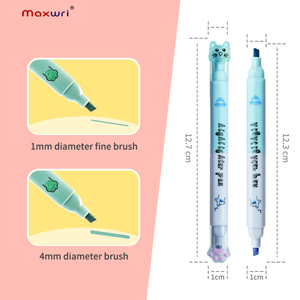 Benutzer definierte Doppelspitze Fließendes Schreiben 6 Farben Ungiftig Niedliche Katheadform Gesicht Meißels pitze Text marker Markierung sset für Kinder - Product Image 6