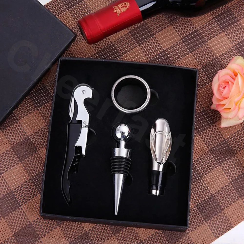 High Quality  Wine Accessory Set And wine Stopper With   Pourer Kit And  Wine Tools Gift Set  Accessories 4pcs Tools KitPopular