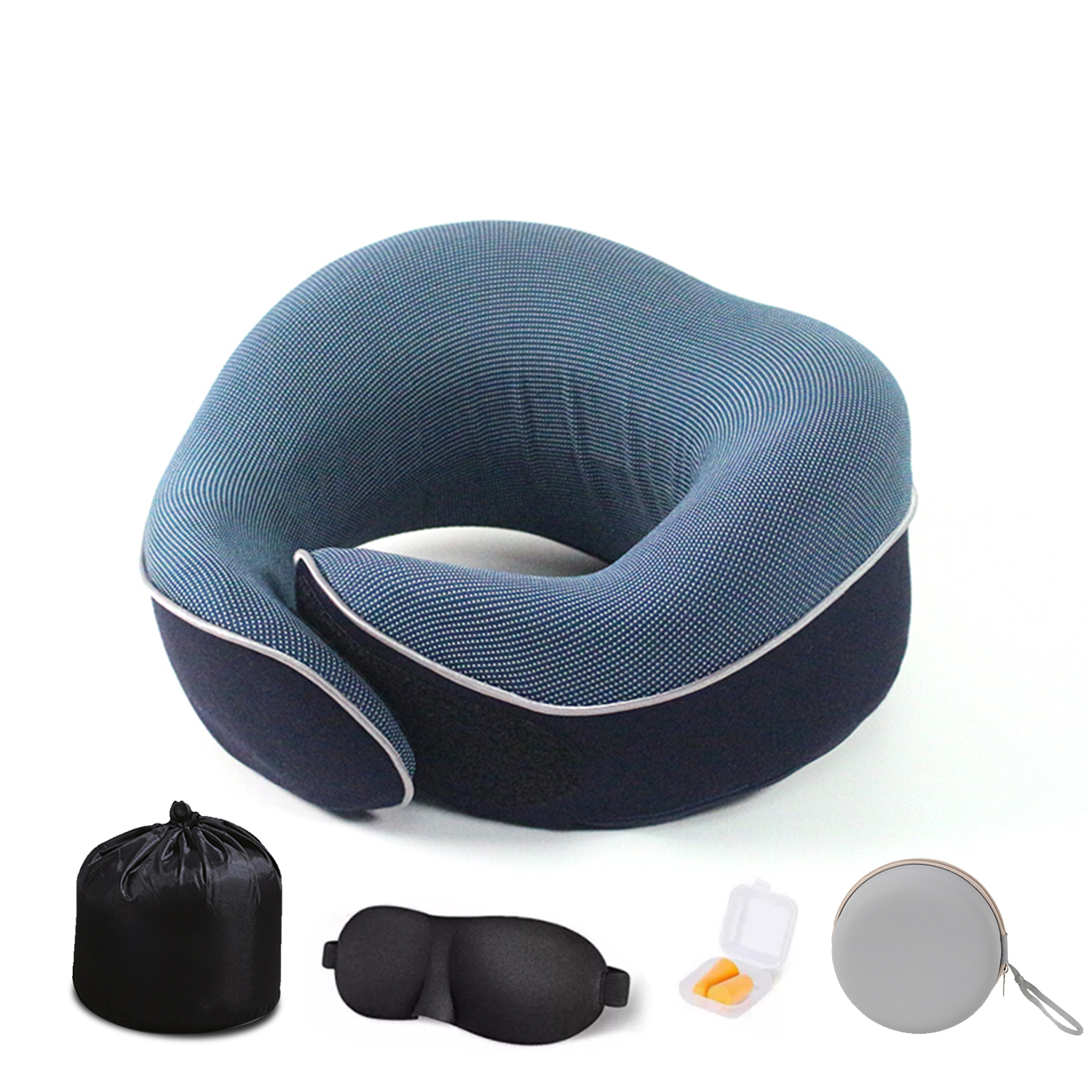 Bleu + cache-oreilles + bouchons d'oreilles + sac de rangement + boîte EVA