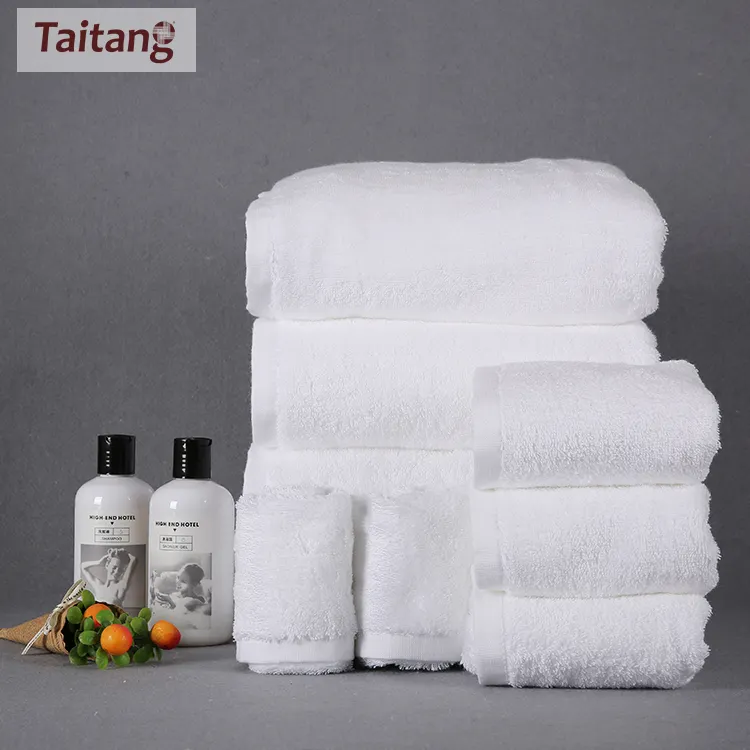 Taitang-Toalla de baño blanca de algodón, juego de baño de 5 estrellas, Logo personalizado, 100 algodón, precio barato, venta al por mayor