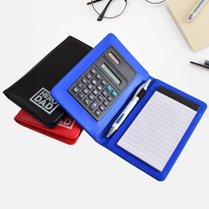 工厂定制计算器记事本A6 PU皮革封面口袋记事本笔环笔记本 - Product Image 1