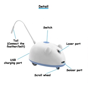 เกมออกกำลังกายเลเซอร์แมวของเล่นขนนก,เมาส์ไร้สาย Usb ส่งเสียงดังเอี๊ยดอิเล็กทรอนิกส์อัจฉริยะโต้ตอบอัตโนมัติสำหรับแมวในร่ม - Product Image 2