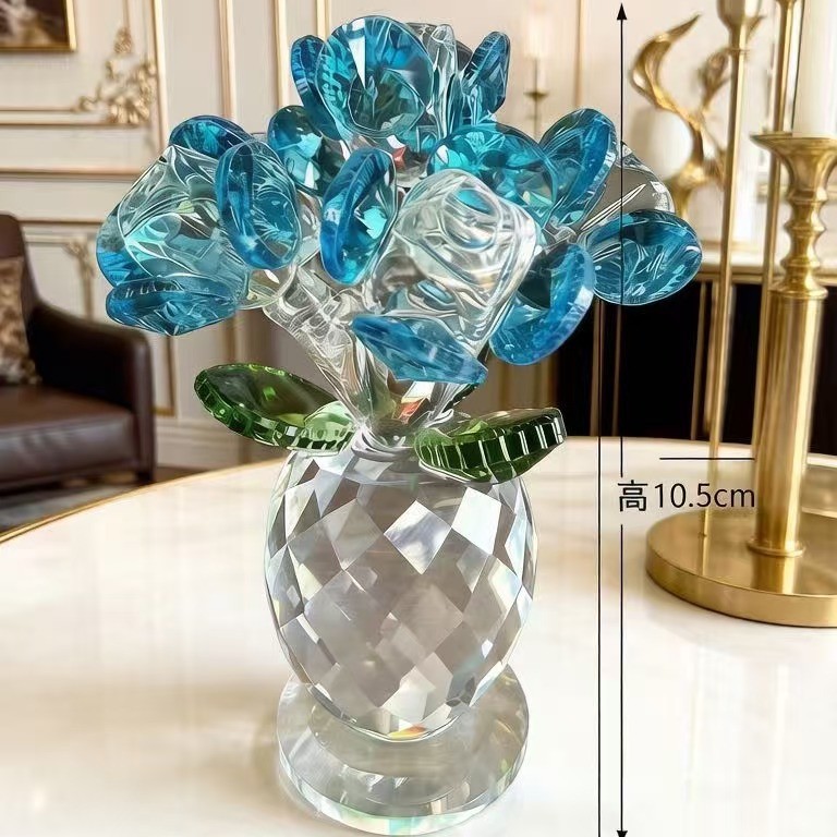Six small roses, lake blue