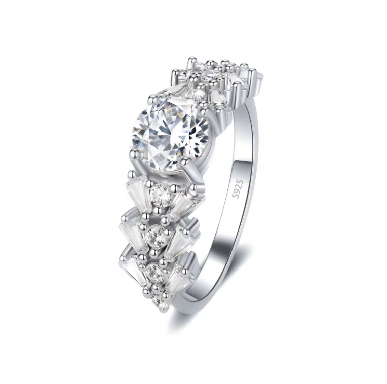 Bague en Moissanite de couleur blanche