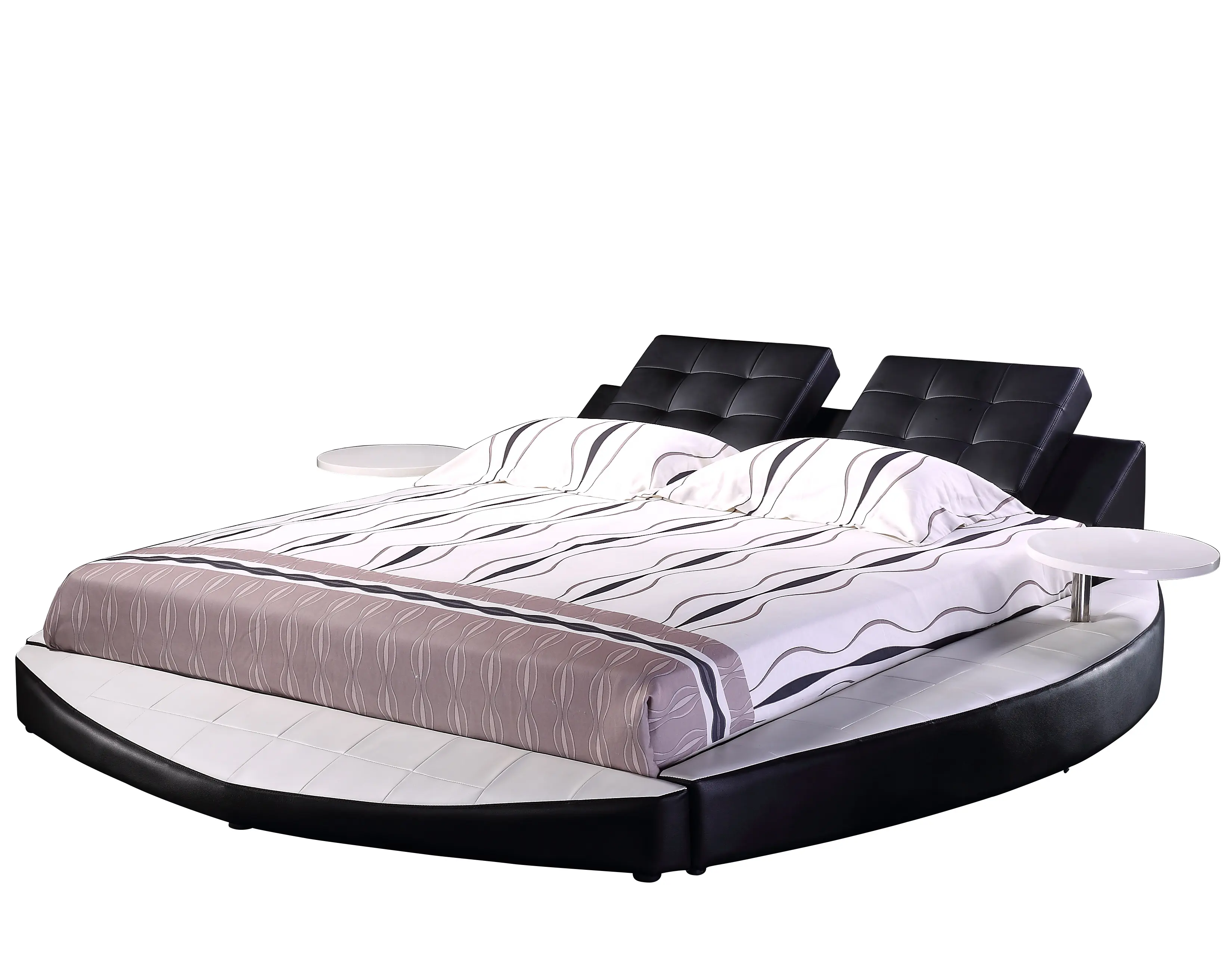 Schlafzimmer möbel King Size weißes Leder rundes Bett Design zum Verkauf