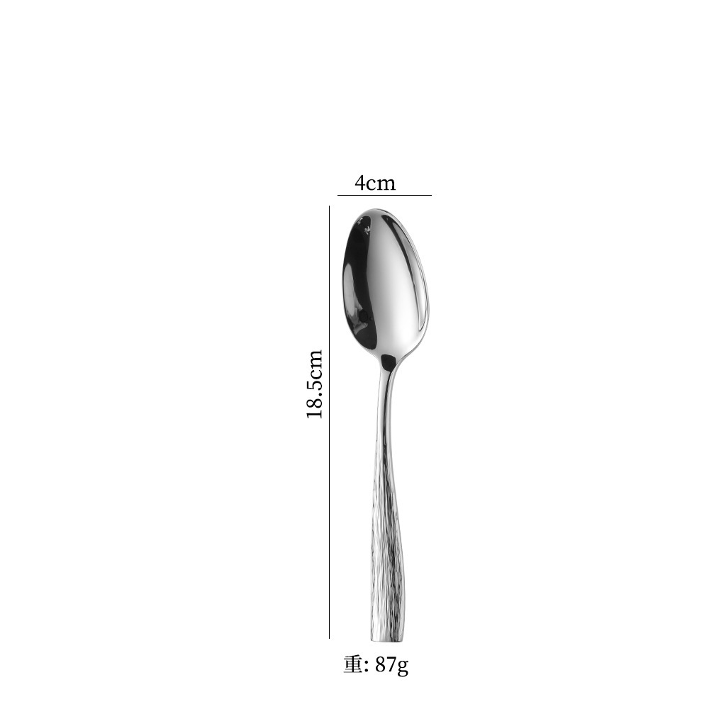 Cuillère à dessert en acier inoxydable Silver-304