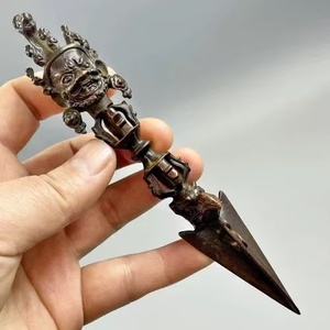 Cổ điển đồng Tây Tạng phurba Nghi Lễ Dao găm, tạo tác tinh thần phật giáo, trang trí tôn giáo sưu tập - Product Image 4