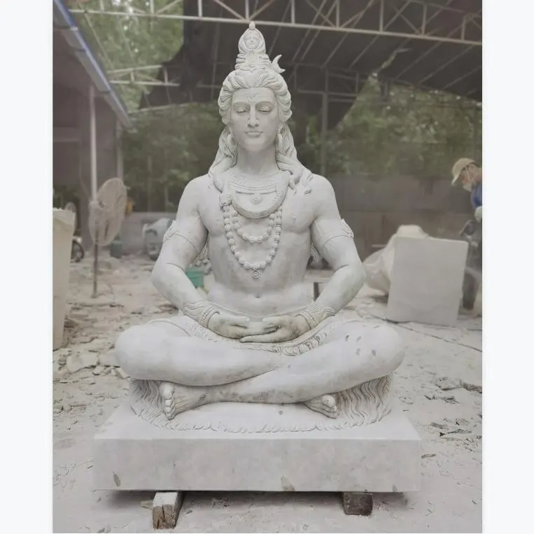 Statua di dio indiano in marmo bianco a grandezza naturale intagliato a mano di alta qualità statua di lord shiva