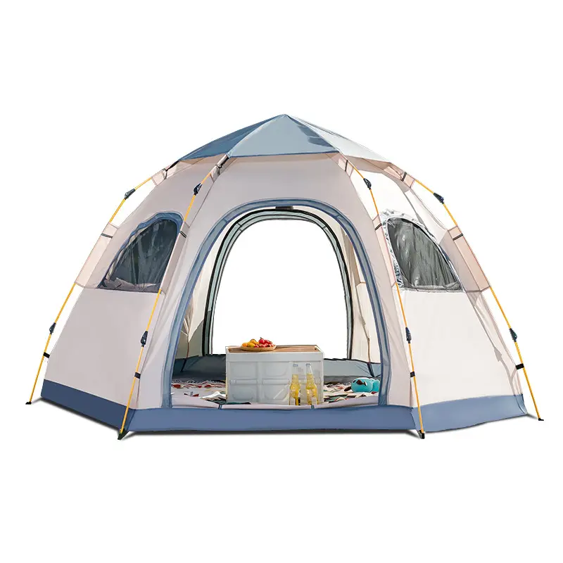 6人用テントキャンプ折りたたみ屋外全自動スピードオープンレインプルーフ日焼け止め荒野キャンプポータブル機器