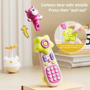 2025 popüler küçük ayı uzaktan kumanda öğrenme makinesi bebek erken eğitim cep telefonu bebek oyuncakları ışık ve müzik ile - Product Image 2