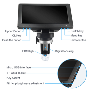 Microscopio Digital con pantalla LCD, dispositivo electrónico de escritorio con vídeo, fuente de luz LED externa, 1200X - Product Image 5