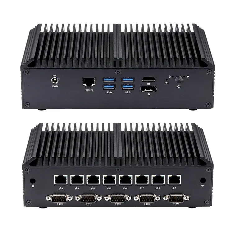 10th Gen i7 8 Lan kasar tanpa kipas industri Mini PC Linux Firewall pfsense Router Server komputer mikro