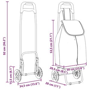 VidaXL W2B Red Shopping <strong>Trolley</strong> with 35 L Capacity Coin <strong>Lock</strong> Plastic &amp; Steel Material PU Surface Handling Mesh Structure - Product Image 4