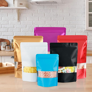 Özel yumuşak dokunmatik pembe siyah beyaz mat kilitli Mylar dik duran poşetler temizle pencere ile gıda ambalajı için fındık içerir - Product Image 1