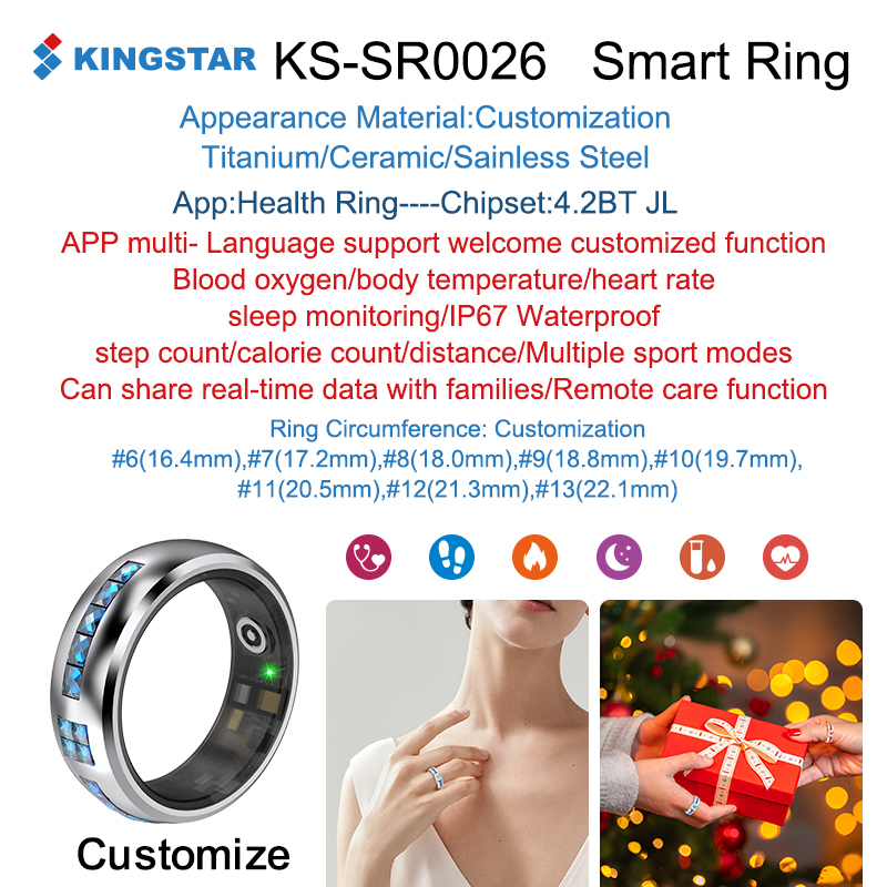 KINGSTAR-SR0026-AI anillo inteligente para salud, sueño y fitness