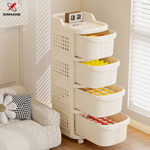 Xinhang 2/3/4/5 lớp lưu trữ phòng khách giỏ lưu trữ Kem Thời Trang lưu trữ giỏ ngăn kéo phong cách lưu trữ giỏ hàng với bánh xe phổ quát - Product Image 3