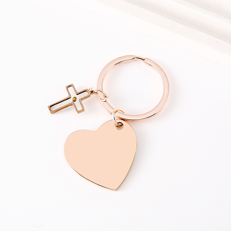 Rose gold oblique peach cross