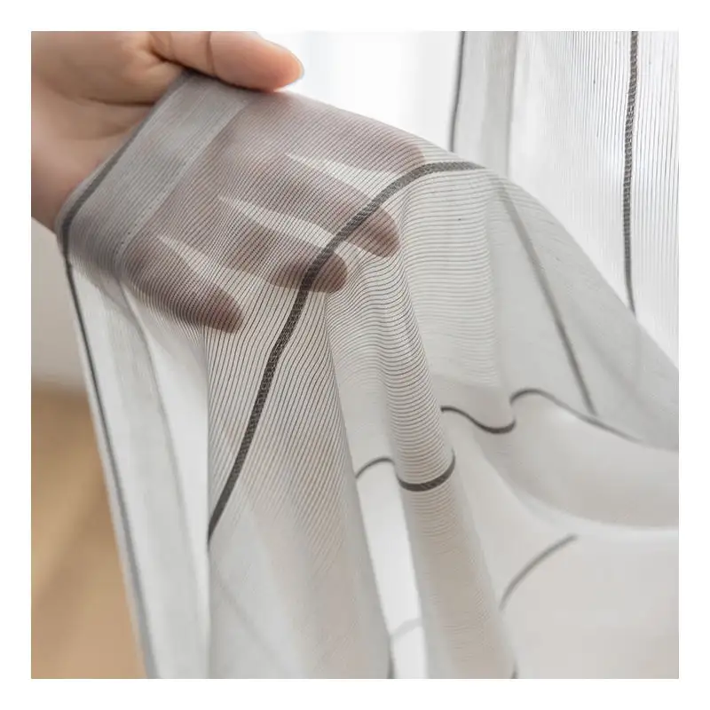 Inner mor Striped Neueste Designs Perspektive Modern Style Tüll Vorhang für Wohnzimmer Fenster