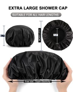 Kadınlar için üçlü katman büyük duş başlığı, uzun kalın saçlar için yeniden kullanılabilir duş boneleri, su geçirmez yıkanabilir özel - Product Image 2