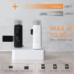 Sıcak satış Mini yüksek hızlı 5 In 1 tip C mikro Usb çoklu bellek kart okuyucu Usb 3.0 Otg cep telefonu Tf kart okuyucu - Product Image 3