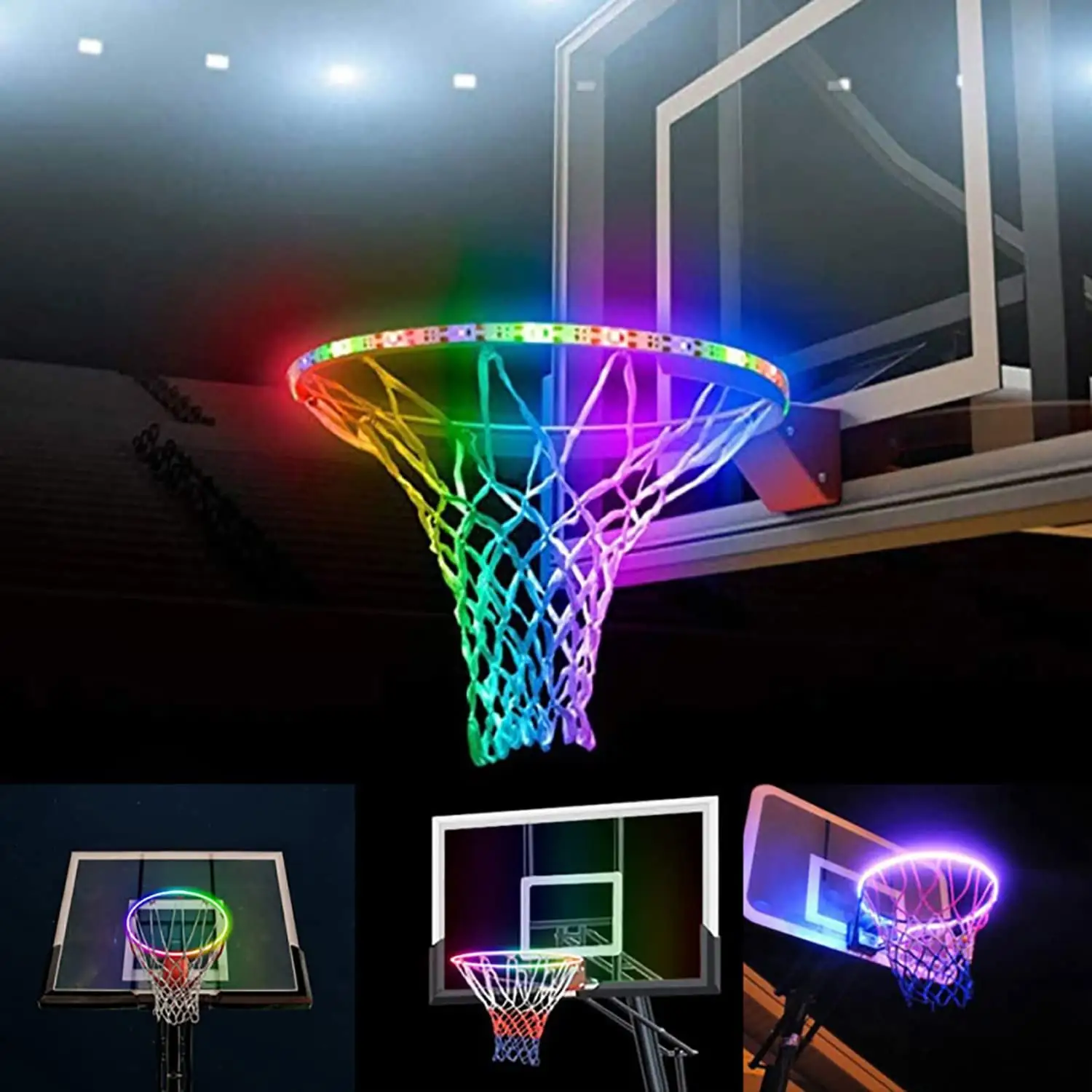 Tira de luces Led con luz Solar para baloncesto, iluminación RGB con cambio de Color, para jugar por la noche, venta al por mayor