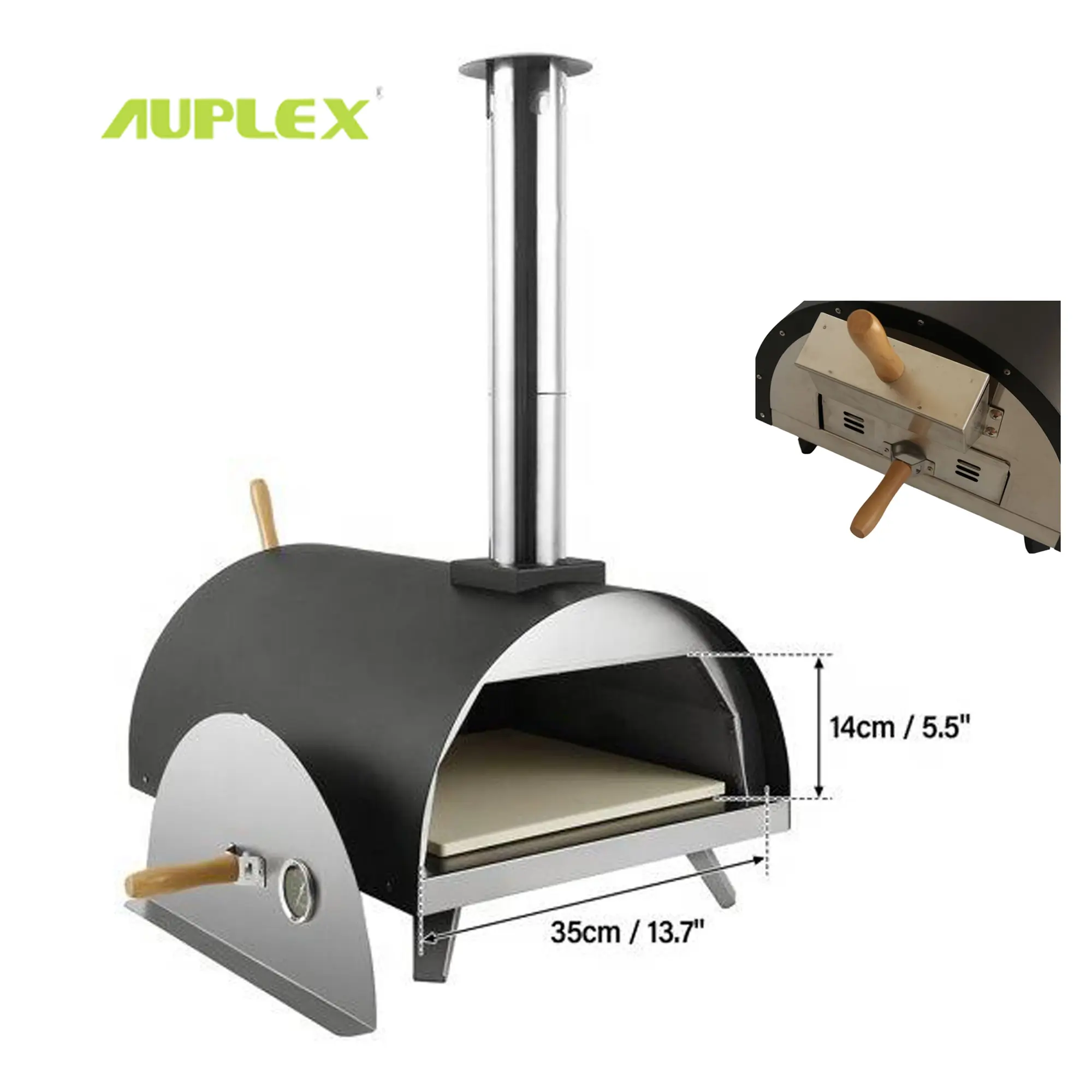 Forno de pizza a lenha multifuncional AUPLEX 21 polegadas para mesa externa a carvão portátil