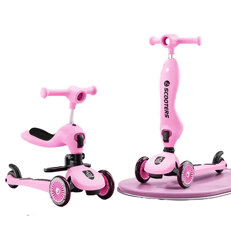 Satılık çok fonksiyonlu tekme 3 tekerlekli çocuklar Scooter ayak pedalları katlanabilir çocuklar Scooter bebek Scooter binmek