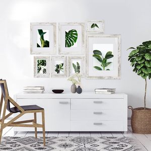 Set of <strong>4</strong> <strong>8x10</strong> Distressed White Wooden Picture <strong>Frames</strong> with Real Glass Customizable Size for Wall or Tabletop for 8 by 10 Photos - Product Image 3