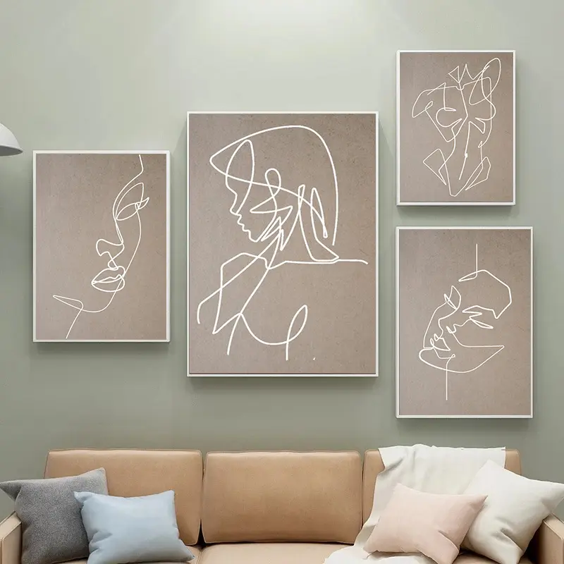 Figure minimaliste linea arte Sexy corpo donna Nude tela da parete disegni poster dipingono decorazione per soggiorno