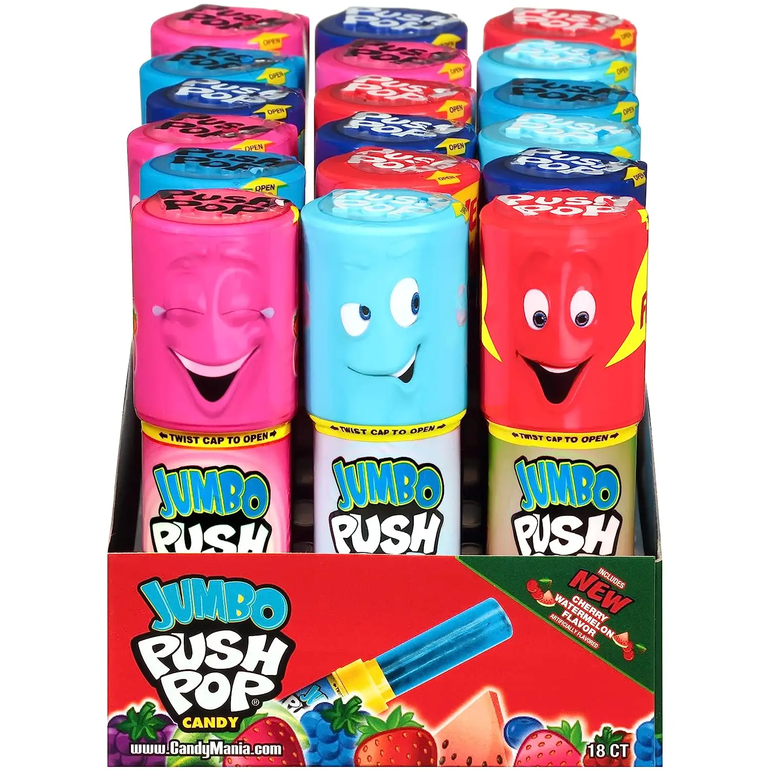 Push Pop Jumbo Candy Surtido Caja de exhibición a granel (paquete de 18)