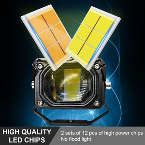 Süper parlak 2.6 inç 110W 36V çift renk beyaz sarı yanıp sönen Led çalışma lambaları kare projektör Led Mini sürüş ışığı - Product Image 4