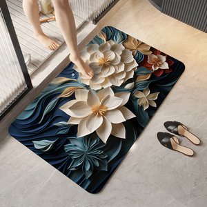 3D Flower Diatom Ooze Floor <strong>Mat</strong> Bathroom Anti-Slip <strong>Mat</strong> Household Toilet Entry Quick Drying Soft Foot <strong>Mat</strong>