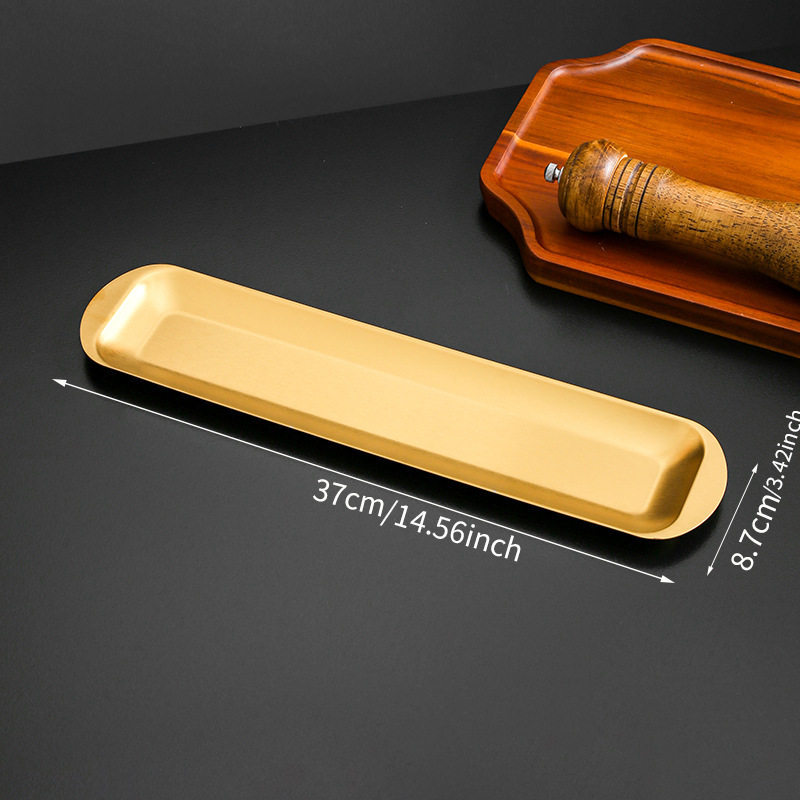 Large gold stainless steel long tray