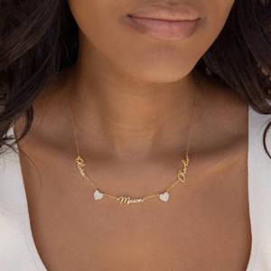 Dainty dainty זהב 18k אישית מכתב תליון מותאם אישית זוג שני שמות שרשרת עם סבה לב לנשים