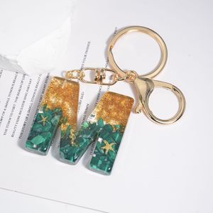 שרשראות keybitter ירוק שרשרות אותיות אפוקסי שרף אותיות שרשרת מפתחות ראשוני שרשרת תליון 26 טבעת keychain ראשוני לקישוט תיק ילדה