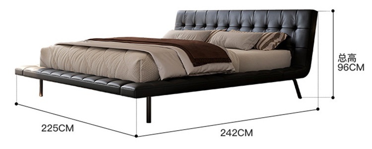Solo Estructura de Cama de 1.8*2m, Cuero de Grano Superior
