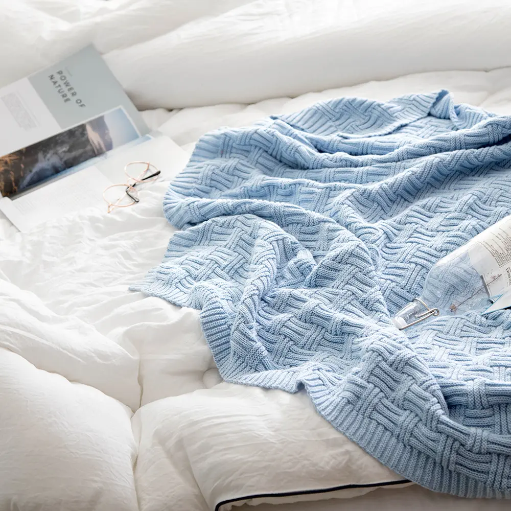 100% pamuk battaniye dokuma yumuşak hafif termal yatak kablo örgü atmak battaniye atar yaz kanepe kılıfı battaniye